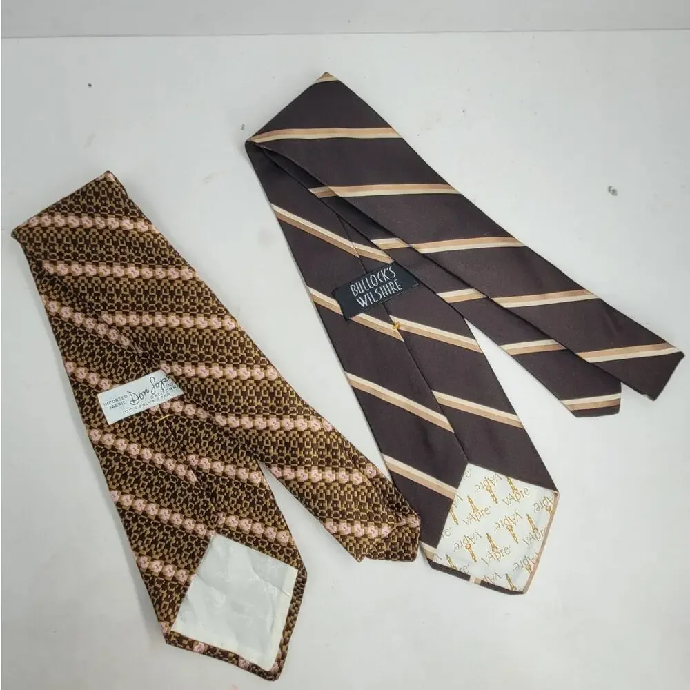 Don Loper Bullocks Wilshire Retro‎ Necktie Lot Classic Men's Vintage Pair